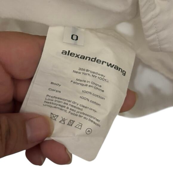 Alexander Wang 100% Cotton White Halter Off Shoulder Shirt Mini Dress Size 0 - Picture 6 of 10